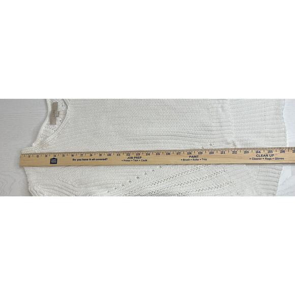 LOFT White V-Neck Sweater with Ribbed Texture Hi Low Design Winter Breathable M - Picture 5 of 7